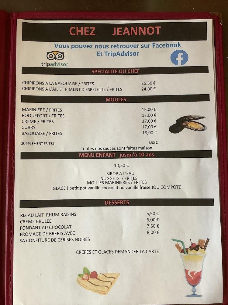 Restaurant Chez Jeannot Montalivet - Menu Image 1